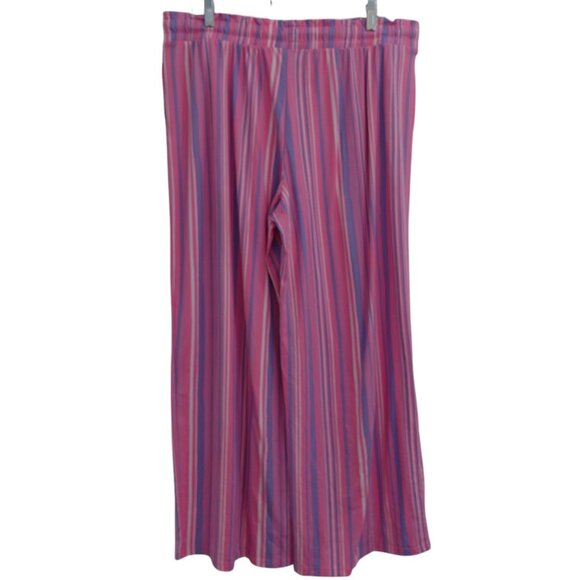NWOT MUK LUKS Cloud Knit Wide Leg Pants Sz XL Pink Striped Pull On Drawstring - Picture 4 of 5